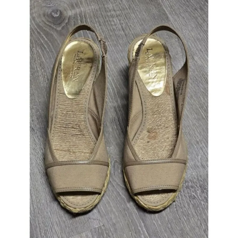 Lauren Ralph Lauren Catrin Women's Slingback Wedge Heel‎ Sandals Shoes Size 7B